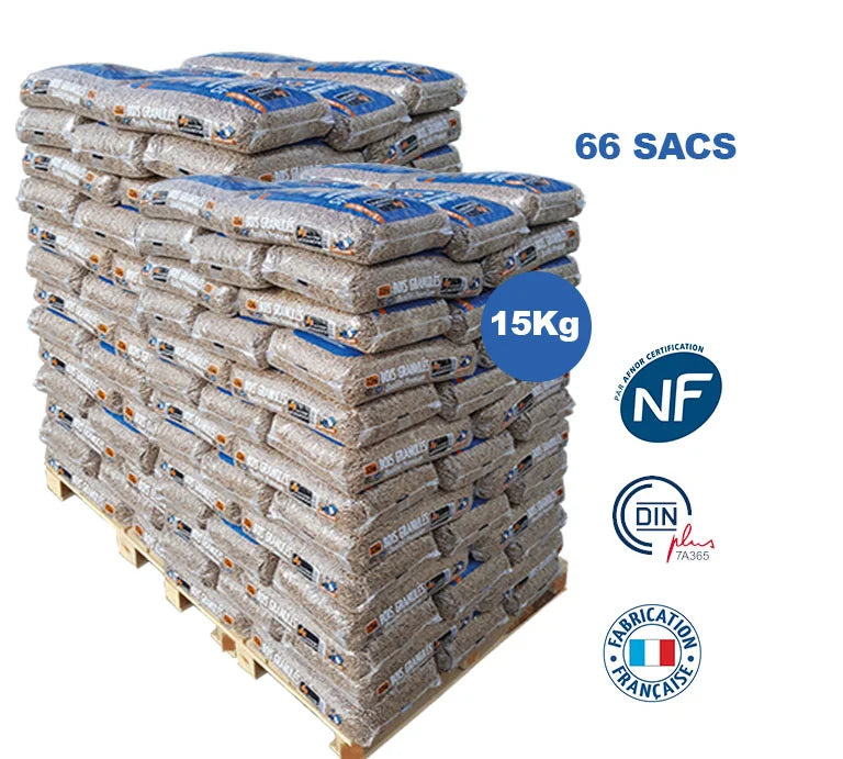 Französische Holzpellets Woodstock® Premium – Palette 990kg (66 Säcke)