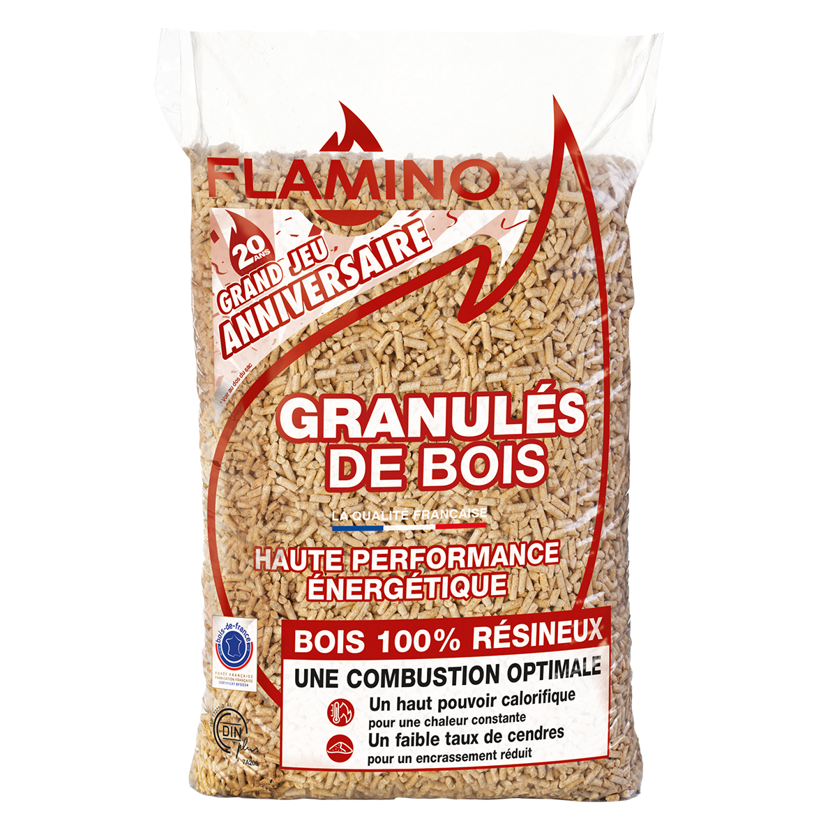 Holzpellets FLAMINO – Palette mit 72 Säcken à 15 kg
